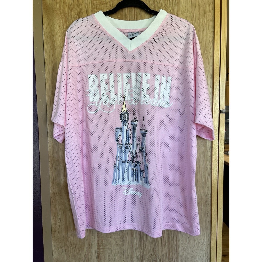 Disney X Primark Castle Princess Football Jersey Disney World Large nWT Believe - Picture 1 of 3